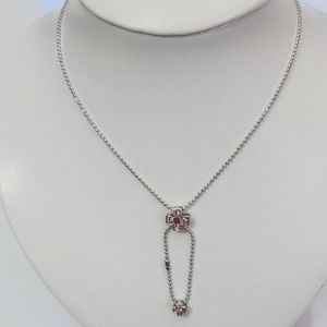 Silver plated double cross necklace